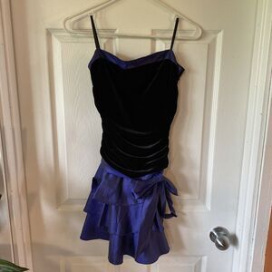 Y2K Vintage A Byer Fairy Grunge Mini Dress S Small Blue Black Blue Bow